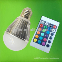 High power e27 5w rgb led bulb with remote control